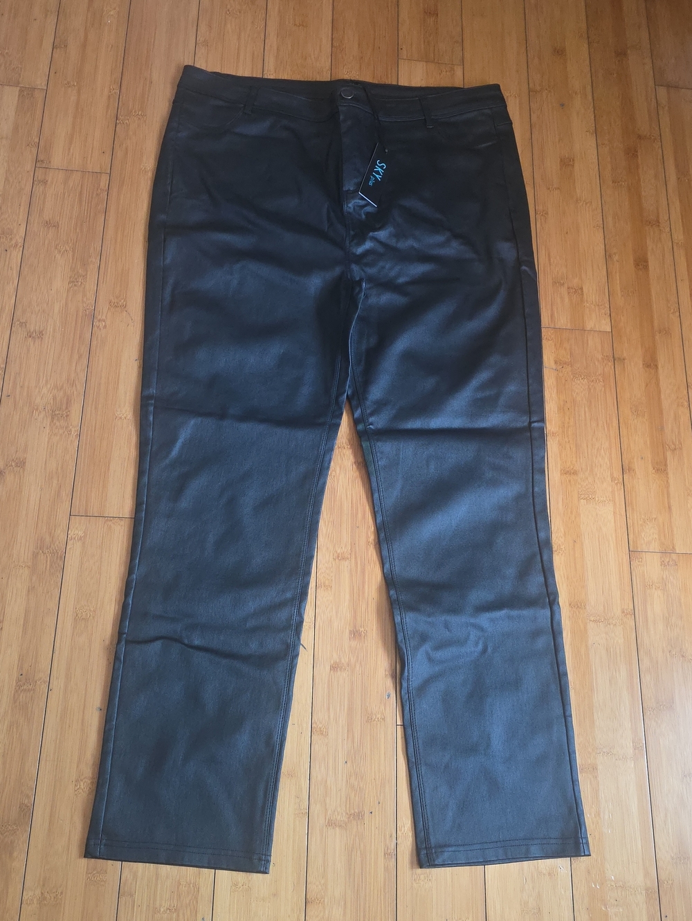 Women’s Black Straight Faux Leather Jeans